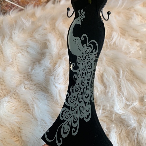 Mirrored Black Dress with Peacock Design Jewelry Holder - Picture 3 of 7